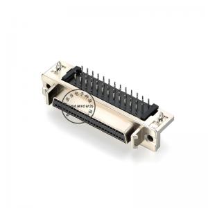 Usine vente en gros SCSI 50 broches DB connecteur femelle en alliage de zinc angle droit