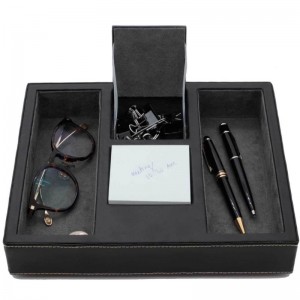 Plateau en cuir noir