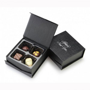 Boîte-cadeau d'emballage personnelle de boîte se pliante faite sur commande noire d'OEM