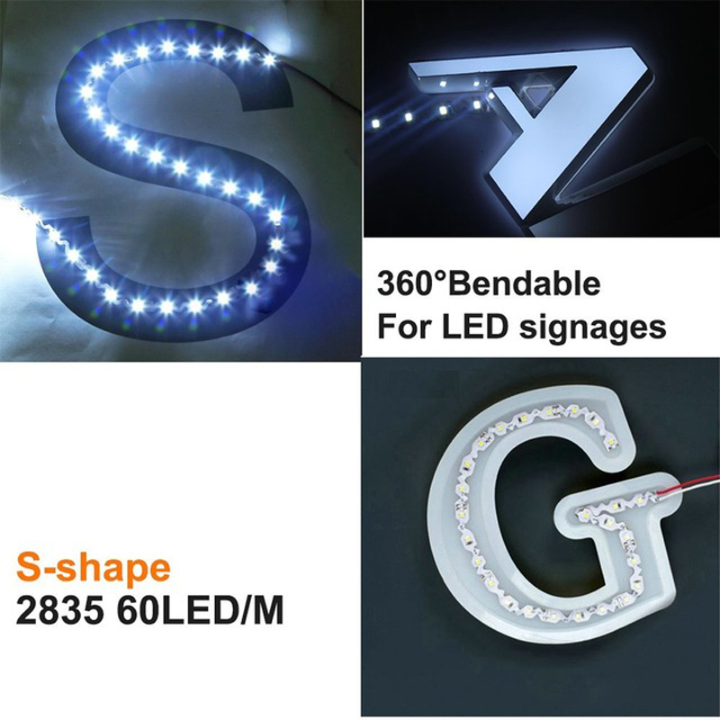 Nouvelle arrivée sur mesure Design IP20 Smd 2835 S Forme LED Bendable LED bandes Bande LED flexible 360 ​​Degrés