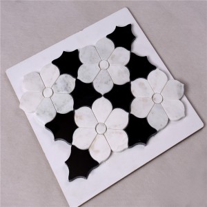 HSC62 Belle salle de bains avec carrelage noir et blanc avec carrelage en mosaïque et marbre