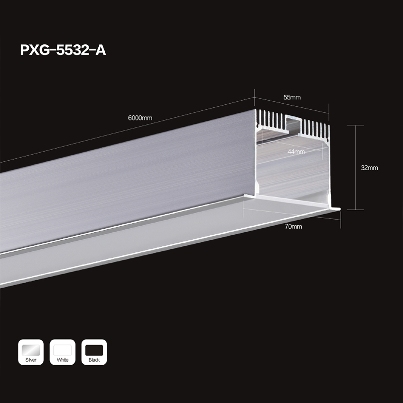 Cadre en aluminium anodisé de bande de LED de canal en U extrudé noir argenté de vente chaude