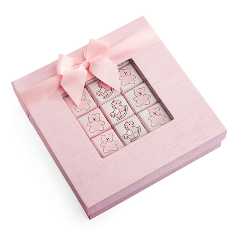 boîte de papier pliante en carton rigide avec ruban rose et carton rose
