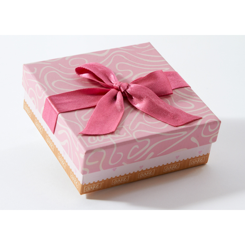 boîte de papier pliante en carton rigide avec ruban rose et carton rose