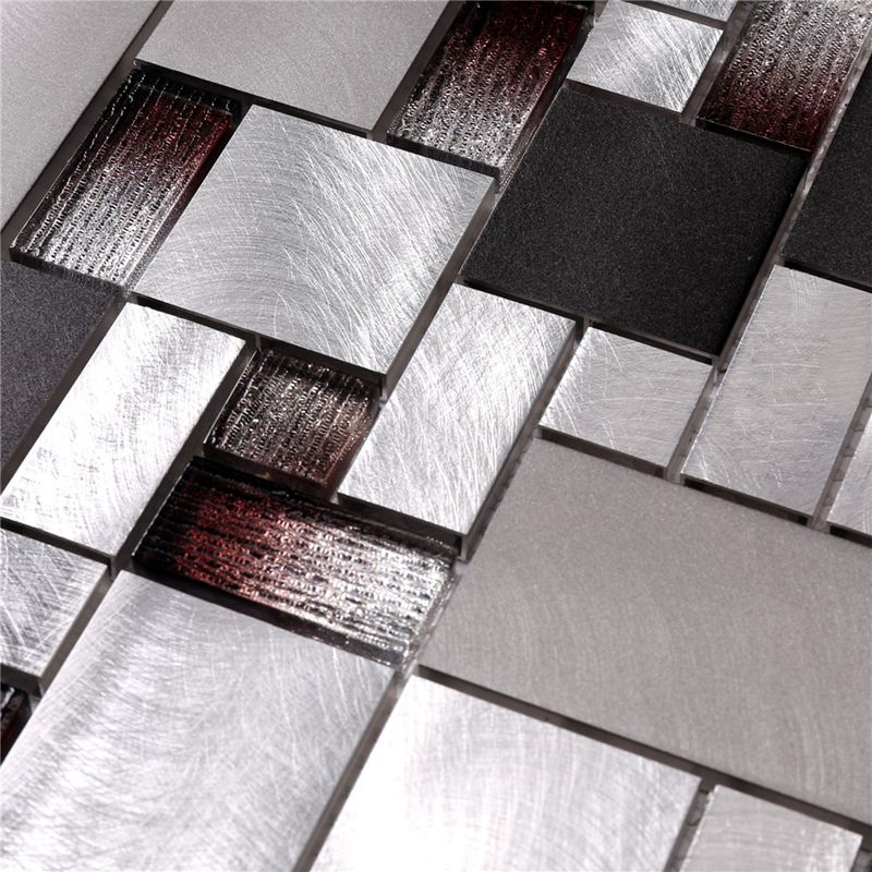 Tuile de mosaïque à variation de couleur en verre feuilleté d'aluminium
