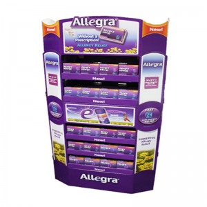 Présentoir fait sur commande de produits de carton, support d'affichage ondulé de plancher de carton, unité de support de présentoir de papier