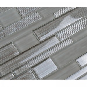 Verre En Cristal Aléatoire Bande Mixte Mosaïque Arrière Splash Tile Gris
