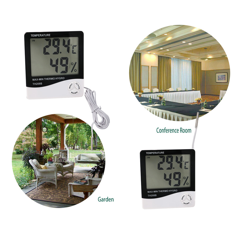 Hygromètre de thermomètre extérieur intérieur à grand écran LCD de conception écologique
