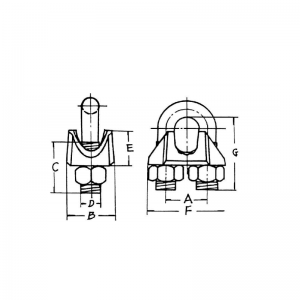 Pince à câble métallique malléable de type américain, plaquée zinc