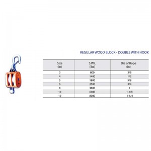 Bloc de bois régulier avec crochet