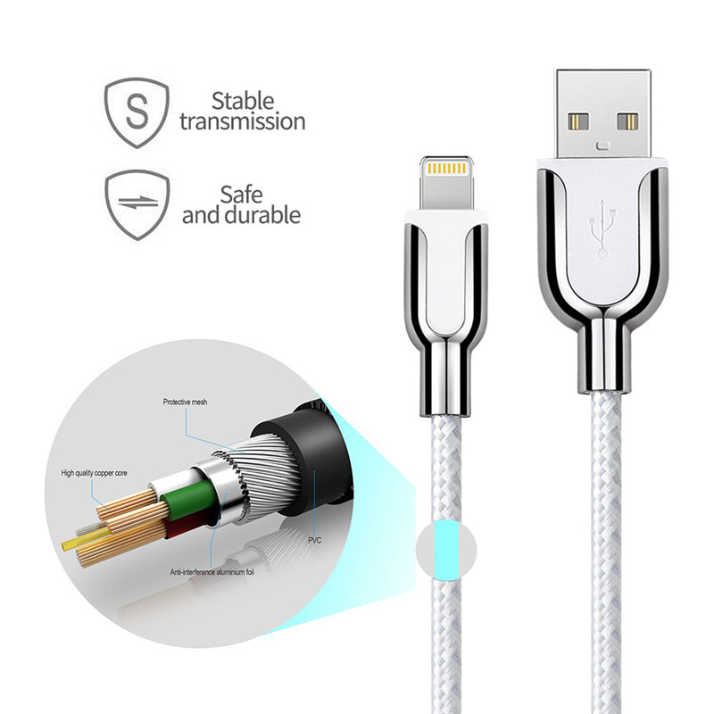 Câble USB en fil de nylon / coton en alliage de zinc KPS-8445CB
