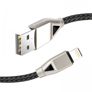 Câble USB en nylon KPS-8449CB - type diamant / c / éclairage / micro