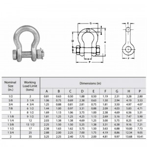 Manille d'ancre à boulon de sécurité galvanisée