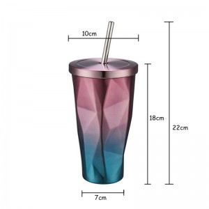 Tasse de voyage 16oz | Tasses d'acier inoxydable tasses isolé tasse de café tasse de café tasse de thé de voiture avec une bouteille de paille