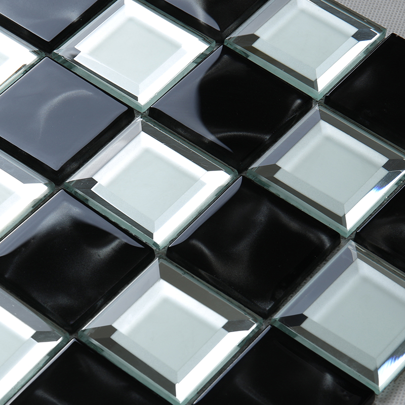 Tuile de mosaïque en verre biseautée de luxe de miroir de bord pour les murs de décoration de club d'hôtel