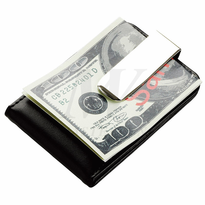 Pochette pour carte de crédit en PU / en métal avec pince à billets_B86399