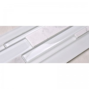 HSD131 Vente Chaude Dernière Conception Blanc Marbre De Carrare Mélangé Verre Mosaïque Cuisine Backsplash Subway Tile