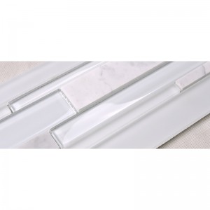 HSD131 Vente Chaude Dernière Conception Blanc Marbre De Carrare Mélangé Verre Mosaïque Cuisine Backsplash Subway Tile