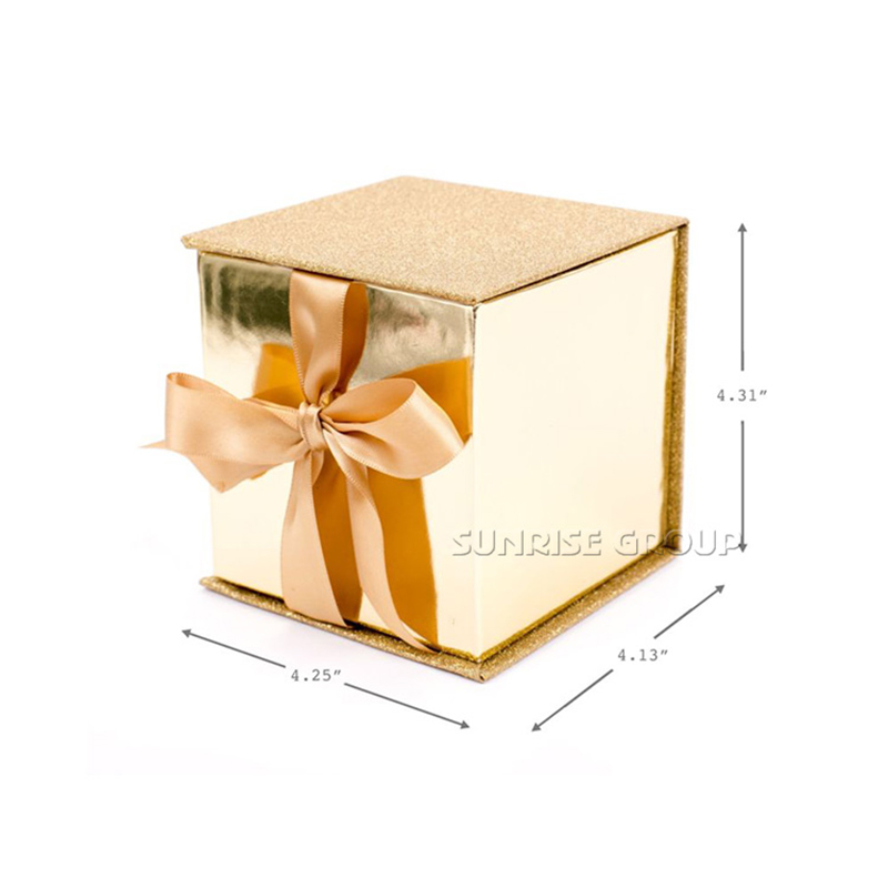 Boîte-cadeau d'emballage en papier d'or à extrémité élevé de Blingbling pour la tasse en verre
