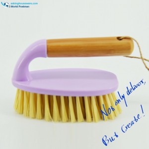 Akbrand Brosse à récurer pour poignée en bambou Chaussures Brosse Vêtements Brosse