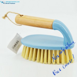Akbrand Bamboo Handle Scrubbing Brosse De Nettoyage Chaussures Brosse Vêtements Brosse en Couleur Bleu Ciel