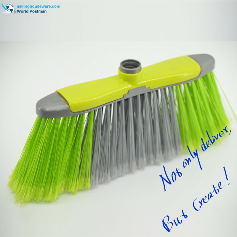 Tête de balai en plastique Akbrand avec plateau à brosse en forme de navette et poils longs colorés