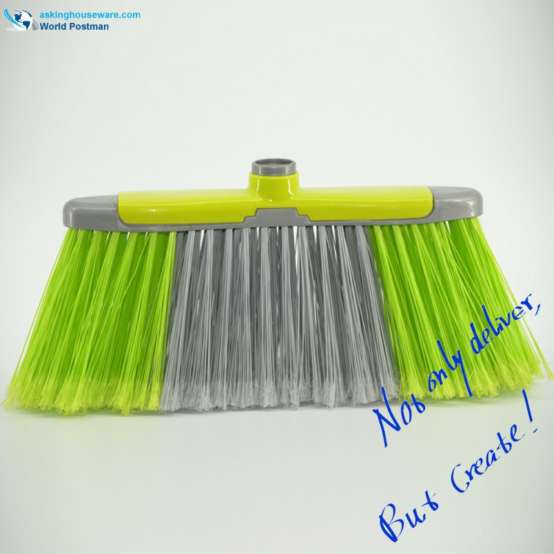 Tête de balai en plastique Akbrand avec plateau à brosse en forme de navette et poils longs colorés