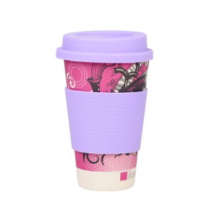 Tasse de café en fibre de bambou de voyage biodégradable, écologique et réutilisable avec couvercle en silicone