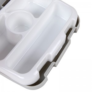Boîte à bento à 4 compartiments en plastique pour enfants avec couverts