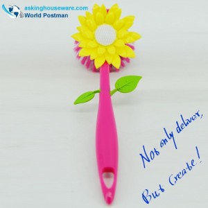 Akbrand - Brosse de nettoyage pour vaisselle de cuisine de couleur rose à décor de tournesol
