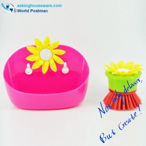 Akbrand Set de nettoyage pour brosse de cuisine et boîte de rangement avec ventouses sur le côté