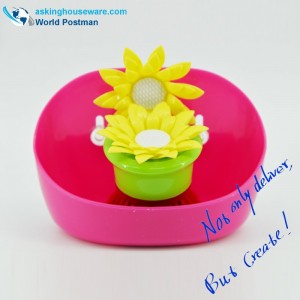 Akbrand Set de nettoyage pour brosse de cuisine et boîte de rangement avec ventouses sur le côté