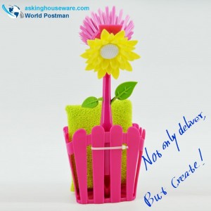 Akbrand Set de seau de rangement pour brosse de nettoyage et cuisine avec ventouses et tampon à récurer