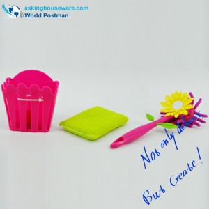 Akbrand Set de nettoyage pour seau de nettoyage et de cuisine pour cuvette avec tampon à récurer et éponge