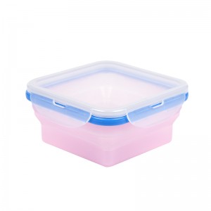 Boîte à lunch pliable carrée écologique en silicone pour récipients de stockage d'aliments sans BPA pour enfants