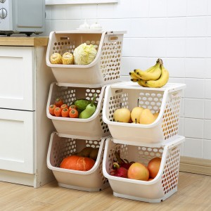 Organisateur de panier de rangement empilable en plastique pour cuisine