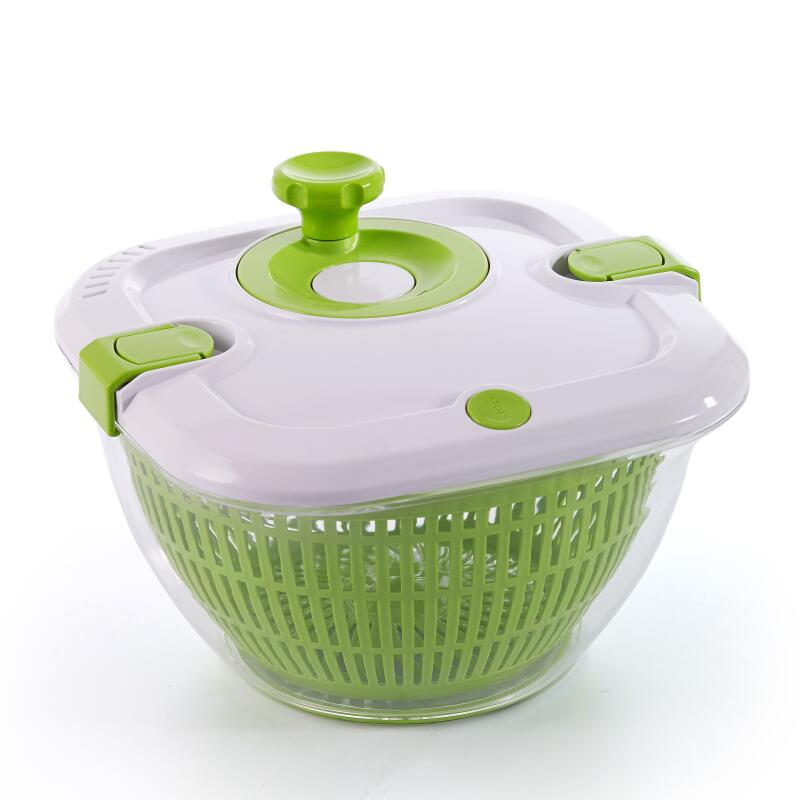 Grande cuillère à salade en plastique vert et blanc