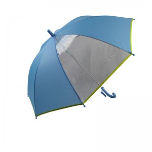 un panneau voir à travers le parapluie enfant publicitaire bleu