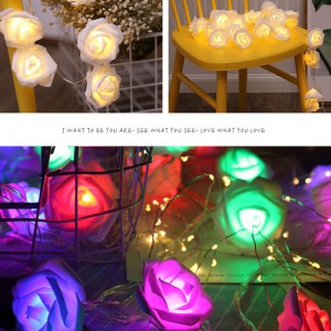 10 / 20LEDs à piles LED fleur rose chaîne lumières Noël fée lumière Valentine décoration de fête de vacances