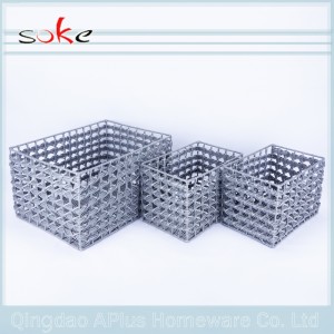 Panier de rangement tissé à la main en rotin PE