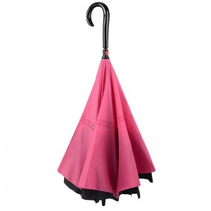 Parapluie coupe-vent grossistes inversé fermer parapluie inversé poignée J pour voitures