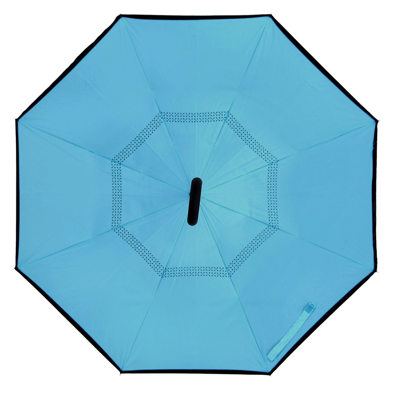 Parapluie de pluie à l'envers à double couche C avec poignée