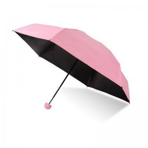 Parapluie 2019 Parapluie anti-uv enduit noir 5 panneaux Mini 5 fois Parapluie capsule rose