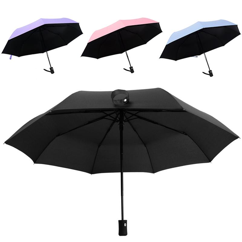 Parapluie de voyage enduit noir taille fermeture automatique et fermeture automatique à l'extérieur article 3 parapluie pliable