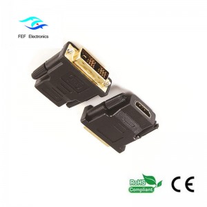 Adaptateur DVI (24 + 1) mâle vers HDMI femelle or / nickelé Code: FEF-HD-003