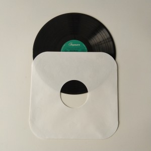 Pochette pour disque vinyle 12 feuilles blanches, 33 tours / minute, coins ronds avec trou