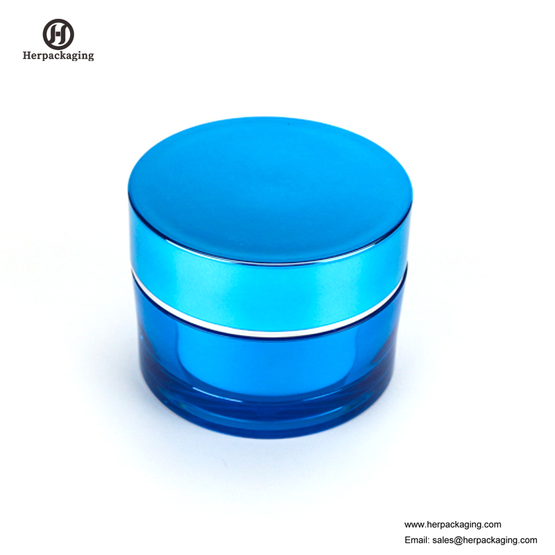 HXL212 rond vide cosmétique bleu brillant bocal à cosmétiques à double paroi bocal pour le soin de la peau