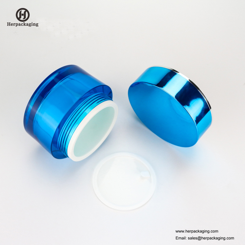 HXL212 rond vide cosmétique bleu brillant bocal à cosmétiques à double paroi bocal pour le soin de la peau