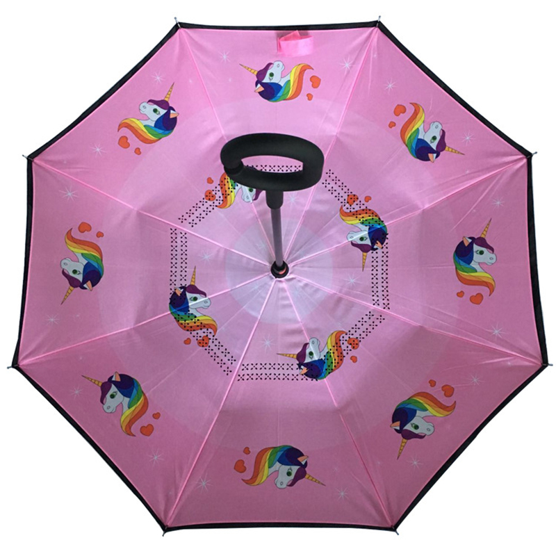 Parapluie inversé taille enfants 19 pouces avec motif d'impression papillon parapluie inversé droit