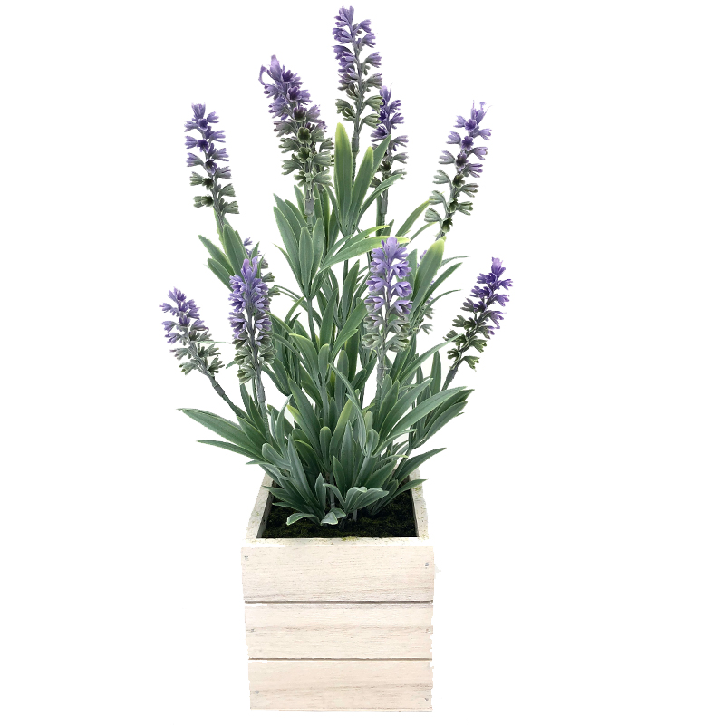 Décoration de table artificielle plante en pot en bois décor à la maison décoration de fleurs de lavande Arrangements